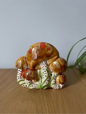 Vintage Hand-Painted Ceramic Mushroom Toadstool Napkin Holder
